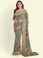 Faishana Presents Grey Cotton Jaal Skirt Border With Grey Blouse Banarasi Saree