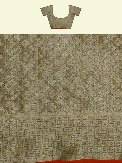 Grey Cotton Blend Banarasi Sarees For Women GEASF_760