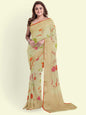 Faishana Presents Beige Kora Cotton Jaal Skirt Border With Beige Blouse Banarasi Saree