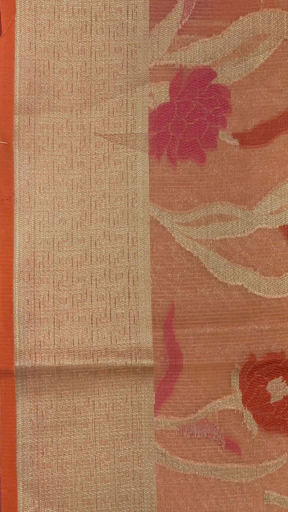 Pink Cotton Blend Banarasi Sarees For Women GEASF_762