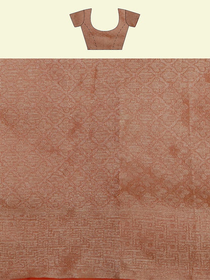 Faishana Presents Pink Cotton Jaal Skirt Border With Pink Blouse Banarasi Saree