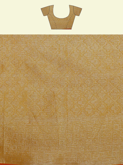 Yellow Cotton Blend Banarasi Sarees For Women GEASF_763