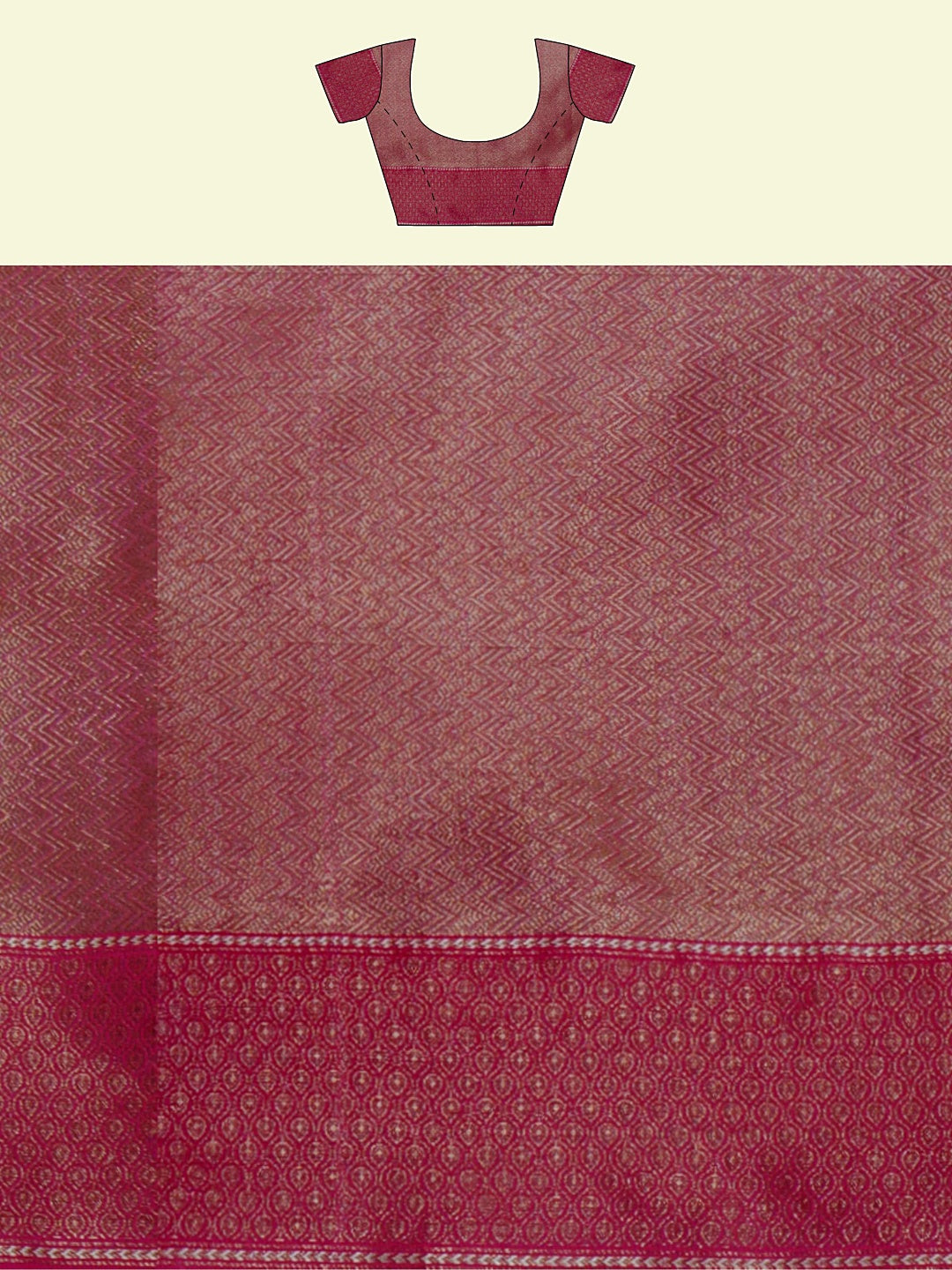 Faishana Presents Peach Cotton Diagonal Stripe Motif Pink Border With Pink Blouse Banarasi Saree