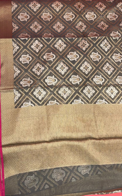 Grey Cotton Blend Banarasi Sarees For Women GEASF_775