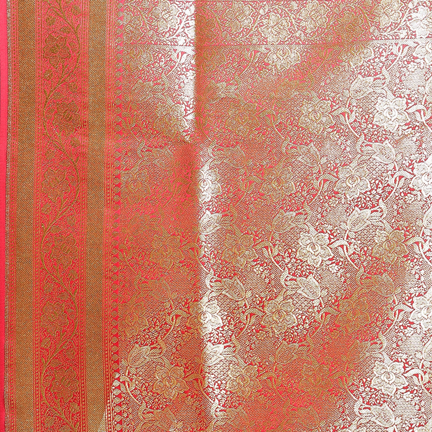 Faishana Presents Peach Booti Flower Mughal Motif Banarasi Katan Silk With Skirt Borde