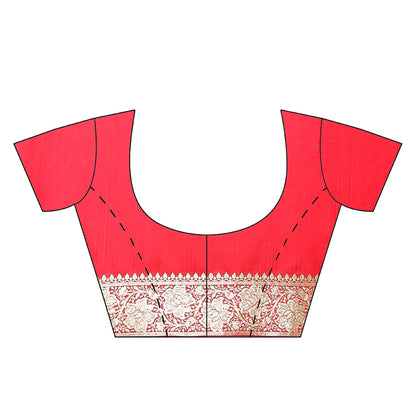 Faishana Presents Peach Booti Flower Mughal Motif Banarasi Katan Silk With Skirt Borde