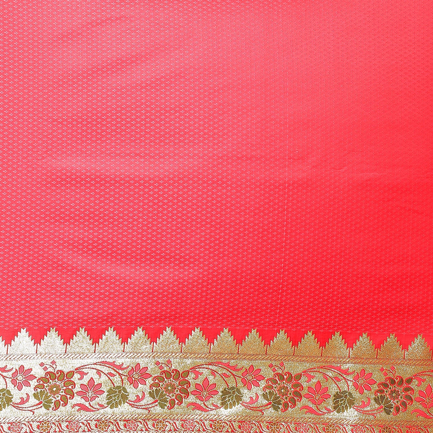 Faishana Presents Peach Meena Jaal Mughal Motif Banarasi Katan Silk Saree With Paithani Meena Anchal Borde