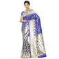 Faishana Blue Satin Silk Half Half Patli Zari Booti Banarasi Saree with Blue Blouse Piece