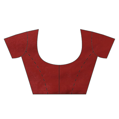 Faishana Presents Maroon Satin Silk Half Half Patli Zari Jaal Banarasi Saree With Maroon Blouse Piece