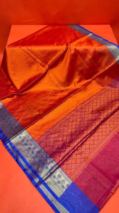 Orange Tanchoi Banarasi Sarees For Women GEBC17