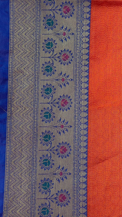 Orange Tanchoi Banarasi Sarees For Women GEBC17
