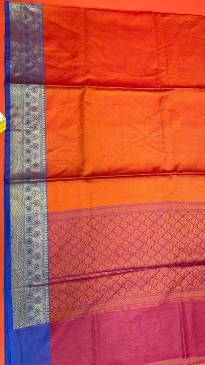 Orange Tanchoi Banarasi Sarees For Women GEBC17