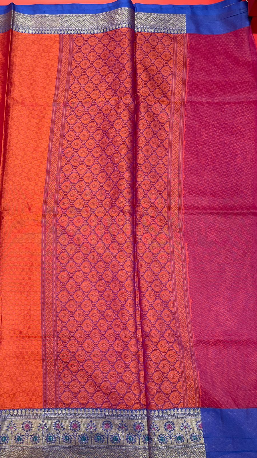 Orange Tanchoi Banarasi Sarees For Women GEBC17