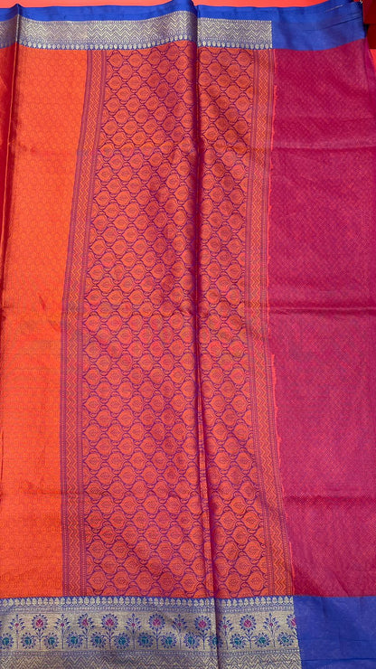Orange Tanchoi Banarasi Sarees For Women GEBC17