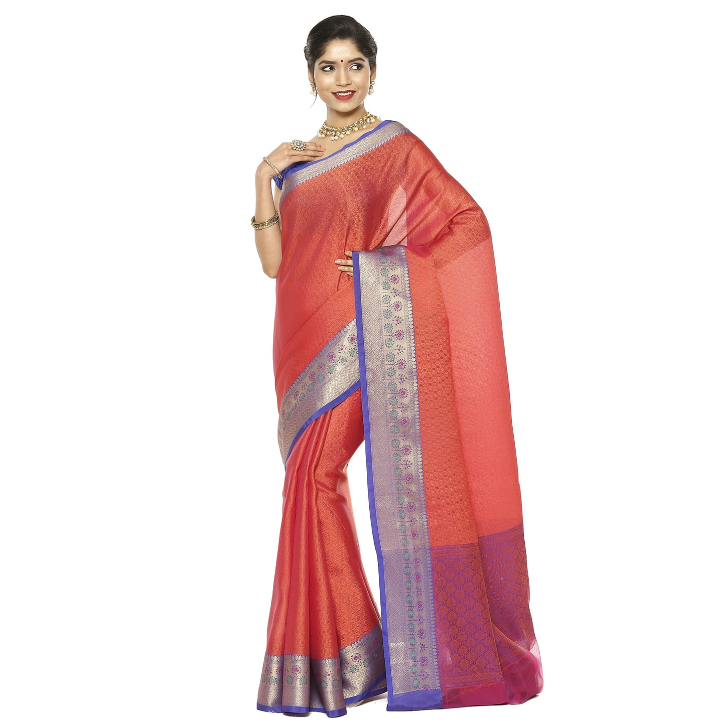 Orange Tanchoi Banarasi Sarees For Women GEBC17