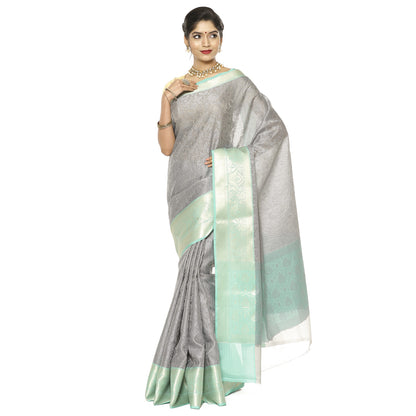 Grey Tanchoi Banarasi Sarees For Women GEBC2
