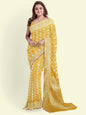 Faishana Presents Mustard Masrise Cotton Jari Jaal With Mustard Blouse Banarasi Saree