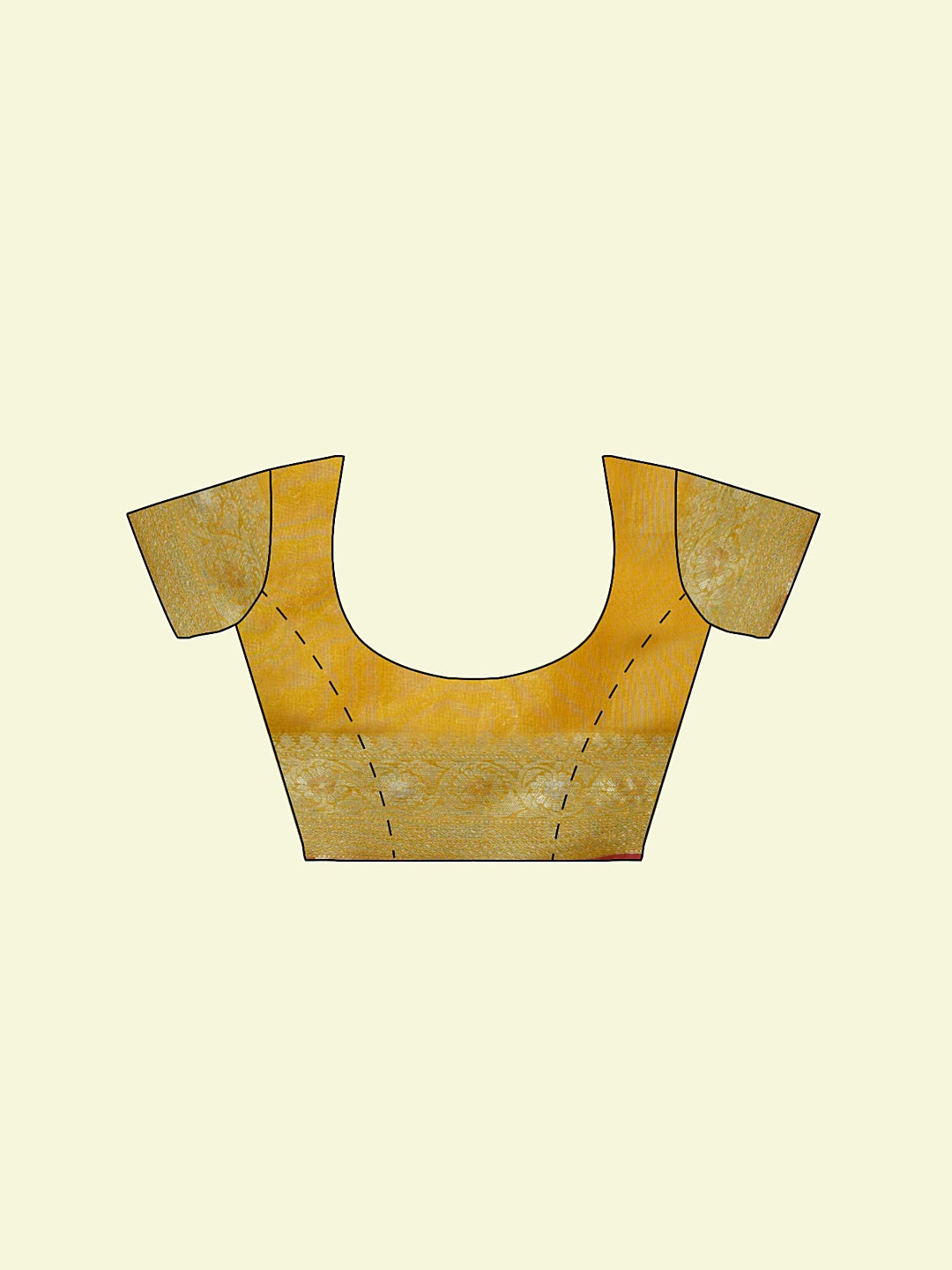 Faishana Presents Mustard Masrise Cotton Jari Jaal With Mustard Blouse Banarasi Saree