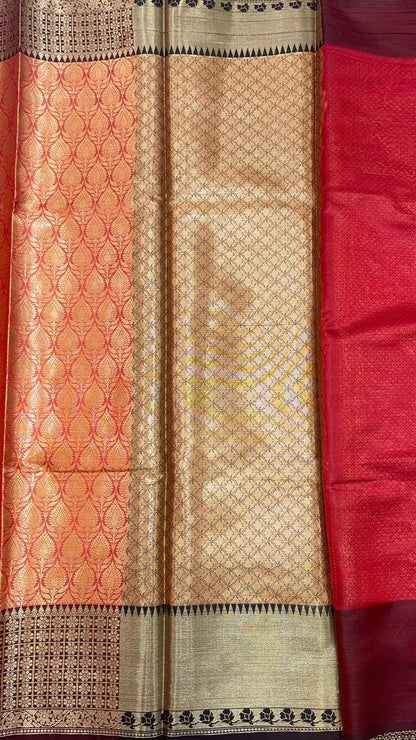Red Kanchi Silk Banarasi Sarees For Women GEBE16