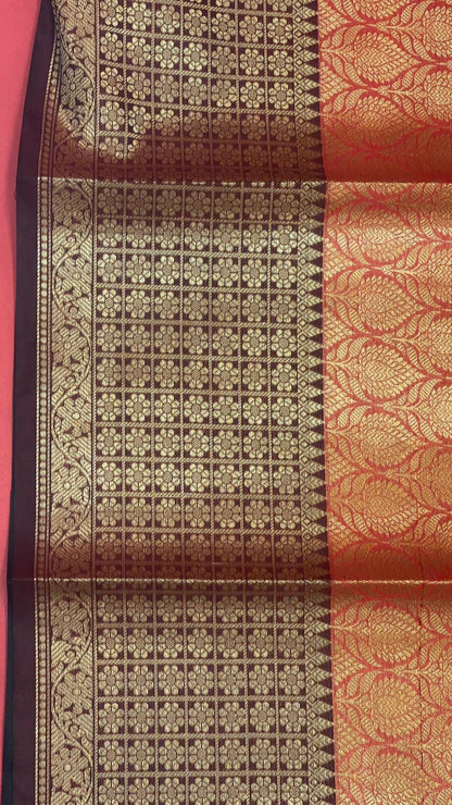 Red Kanchi Silk Banarasi Sarees For Women GEBE16