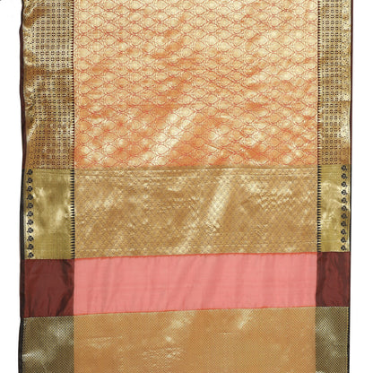 Faishana Presents Red Zari Kanchi Silk Brocade Contrast Deep Maroon Zari Pattu Border Banarasi Saree
