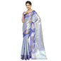 Faishana Presents Sky Blue Zari Kanchi Silk Brocade Contrast Royal Blue Zari Pattu Border Banarasi Saree
