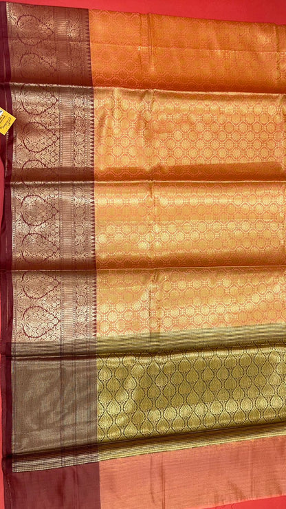 Peach Kanchi Silk Banarasi Sarees For Women GEBE19