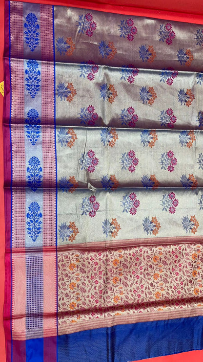 Grey Kanchi Silk Banarasi Sarees For Women GEBE1