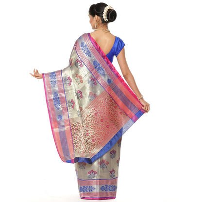 Grey Kanchi Silk Banarasi Sarees For Women GEBE1