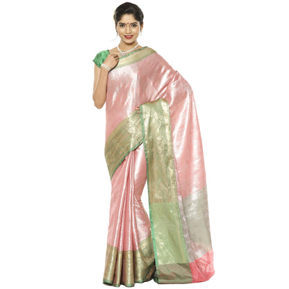 Pink Kanchi Silk Banarasi Sarees For Women GEBE20