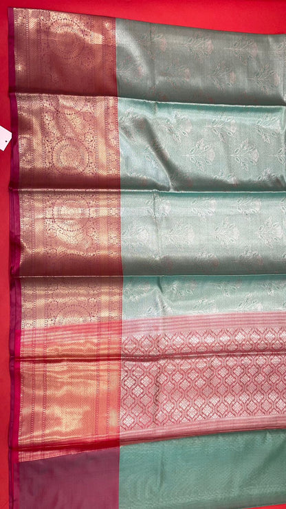 Sea Green Kanchi Silk Banarasi Sarees For Women GEBE22