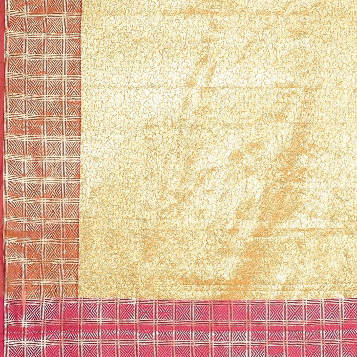Faishana Presents Orange Zari Kanchi Silk Brocade Contrast Pink Zari Pattu Border Banarasi Saree