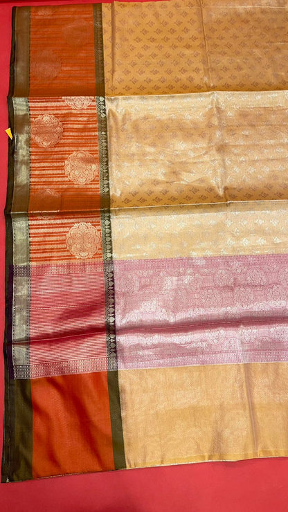 Beige Kanchi Silk Banarasi Sarees For Women GEBE29