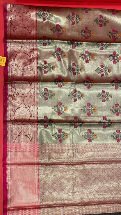 Grey Kanchi Silk Banarasi Sarees For Women GEBE2