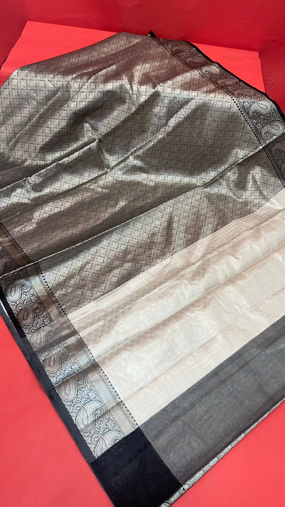 Silver Kanchi Silk Banarasi Sarees For Women GEBE9