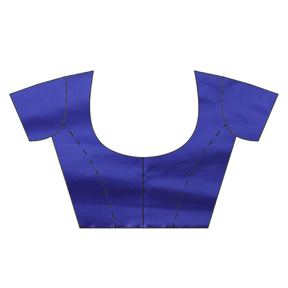 Faishana Presents Blue Satin Silk Diagonal Zari Mughal Motif with Skirt Blue Border Banarasi Saree