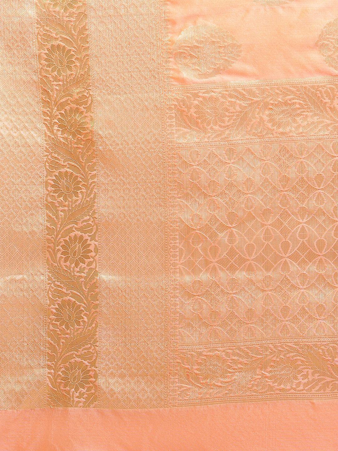 Faishana Presents Handwoven Pink Bright Silk Boota Skirt Border With Pink Blouse Banarasi Saree
