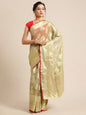 Faishana Presents Handwoven Olive Green Bright Silk Boota Skirt Border With Olive Green Blouse Banarasi Saree