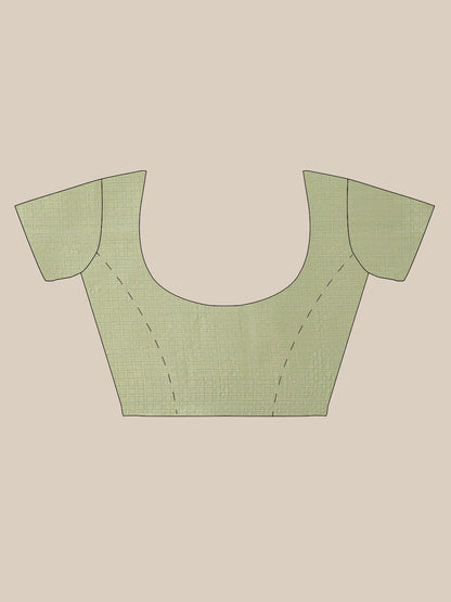 Faishana Presents Handwoven Seagreen Bright Silk Boota Zari Border With Seagreen Blouse Banarasi Saree