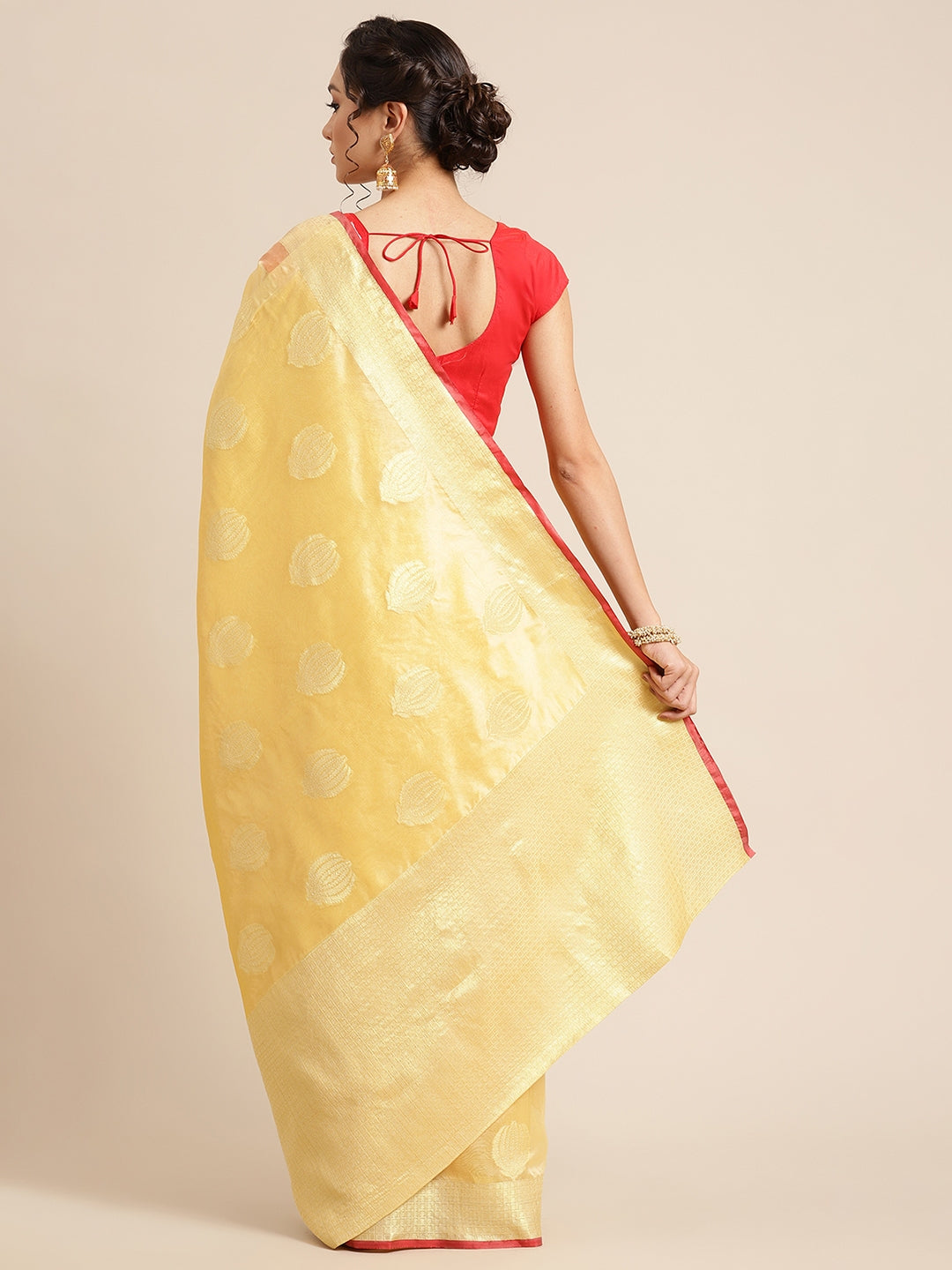Peach Bright Silk Banarasi Sarees For Women GEBRTSLK_9