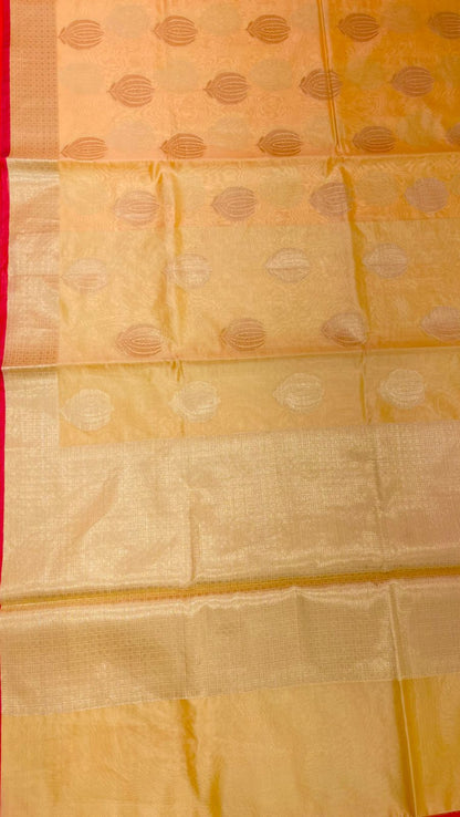 Peach Bright Silk Banarasi Sarees For Women GEBRTSLK_9