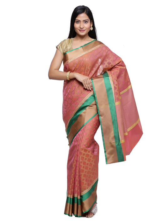 Faishana Presents Women's Pink Art Silk Saree With Blouse Piece
