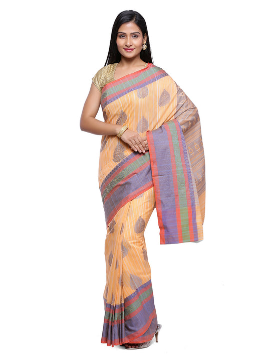 Faishana Presents Women's Beige Art Silk Saree With Blouse Piece