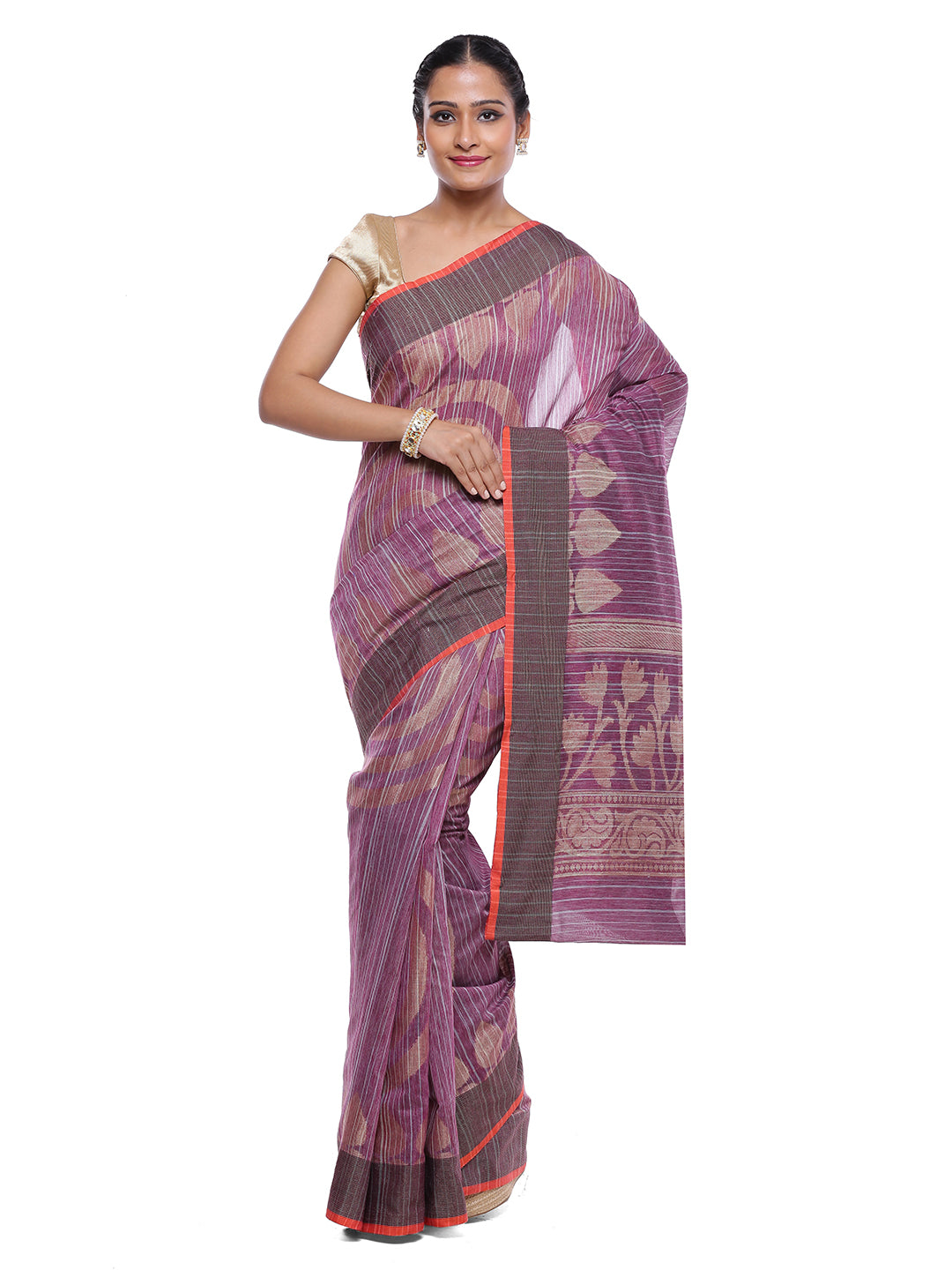 Faishana Presents Women's Purple Art Silk Saree With Blouse Piece