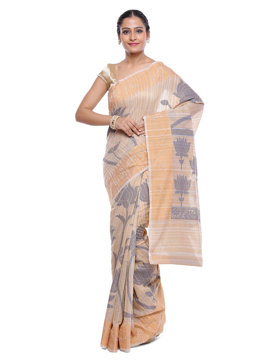 Faishana Presents Women's Beige Art Silk Saree With Blouse Piece