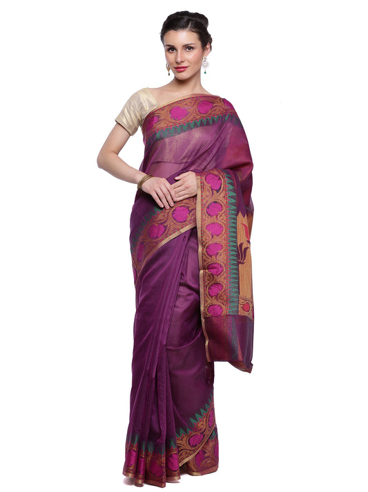 Faishana Presents Women's Purple Art Silk Saree With Blouse Piece