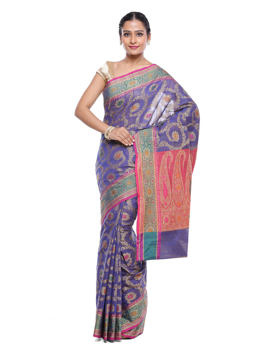 Faishana Presents Women's Blue Art Silk Saree With Blouse Piece