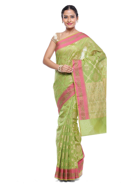 Faishana Presents Women's Green Art Silk Saree With Blouse Piece