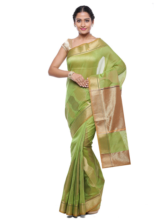 Faishana Presents Women's Green Art Silk Saree With Blouse Piece