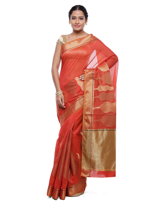 Faishana Presents Women's Red Art Silk Saree With Blouse Piece